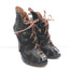 Alaia Cutout Lace-Up Open Toe Booties Black Scalloped Leather Size 38.5