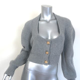 Alexander McQueen Cropped Scoop Neck Cardigan Gray Wool-Cashmere Size Medium