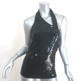 Alexander McQueen Sequined Asymmetric Halter Top Black Crepe Size 40