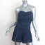 Alexis Martyna Strapless Denim Romper Indigo Stretch Cotton Size Extra Small