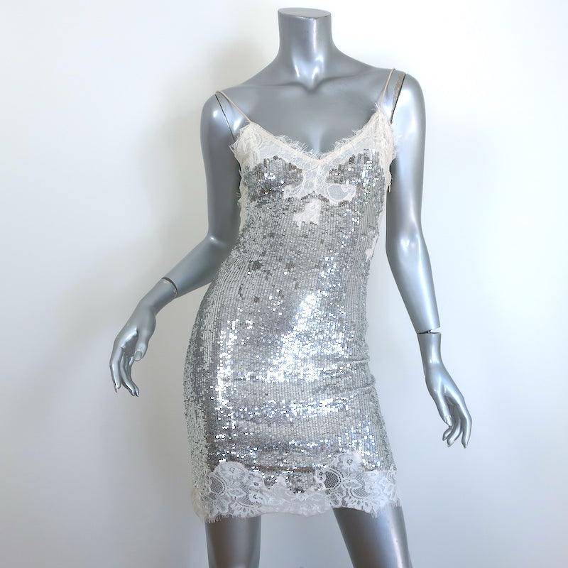 alice and olivia silver sequin dress + Harley Mini Slip Size 4 NEW – Celebrity Owned 1920 dress Red Ribbon Week | Dry clean Color:Fuchsia