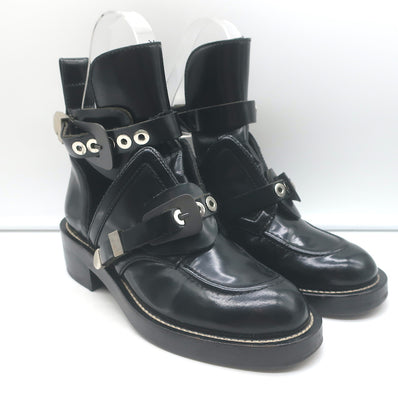 Balenciaga Ceinture Cutout Buckled Biker Boots