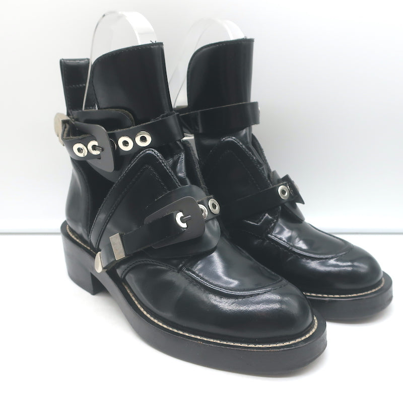 Balenciaga Ceinture Cutout Buckled Biker Boots