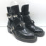 Balenciaga Ceinture Cutout Buckled Biker Boots Black Polished Leather Size 39