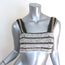 Balmain Chain Strap Striped Metallic Tweed Crop Top White/Black Size 38