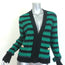 Balmain Sequin-Embellished Striped Distressed Knit Cardigan Green/Black Size 42