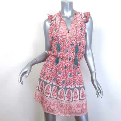 Bell Lola Tassel-Tie Mini Dress Red/White Floral Print