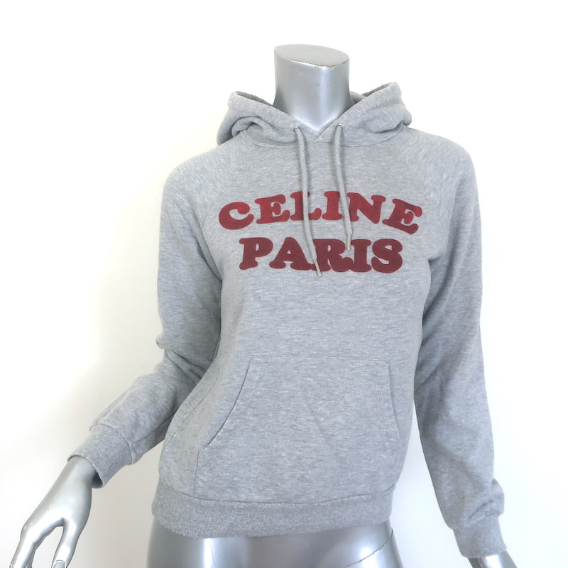 Celine logo hoodie, heather gray cotton-cashmere blend — pre-owned, gently worn luxury staple