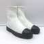 Chanel 22B CC Cap Toe Bicolor Stretch Leather Ankle Boots Cream/Black Size 37.5