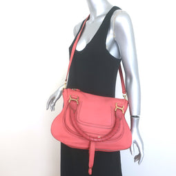Chloé Medium Marcie satchel in Paradise Pink pebbled leather, authentic pre-owned crossbody with gold-tone hardware