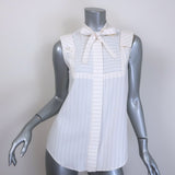 Chloe sleeveless pinstripe tie-neck button-down blouse in white (acetate-viscose-cotton), authentic pre-owned designer piece