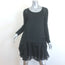 Chloe Pleated-Back Long Sleeve Draped Dress Black Silk-Blend Size 38