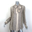Chloe Scarf-Neck Snakeskin Print Blouse Cream/Gray Silk Size 42 Long Sleeve Top