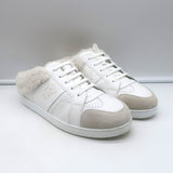Authentic Christian Dior shearling-lined white leather sneakers, pre-owned and gently worn