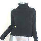 Christian Dior Side-Zip Turtleneck Sweater Black Alpaca Size US 4