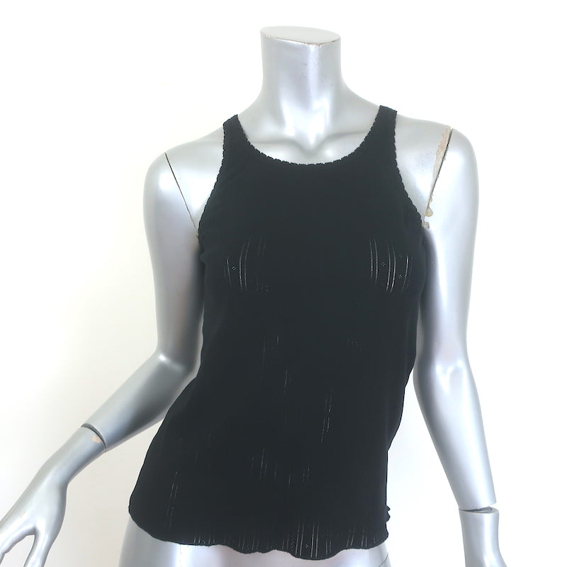 Doen Seine pointelle tank top, black cotton, pre-owned and gently worn, authentic designer piece