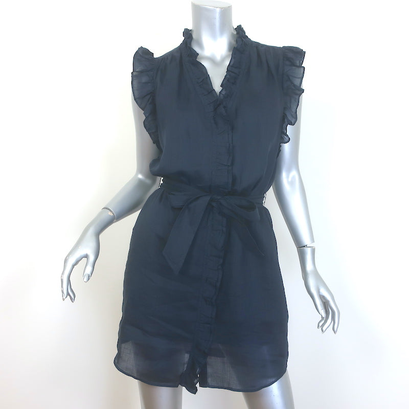 FRAME Lauren Belted Ruffled Mini Dress