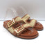 Fendi FF Feel Raffia Slide Sandals Natural/Brown Size 39