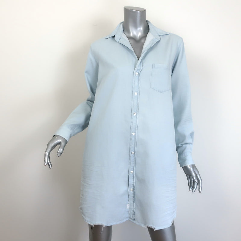Frank & Eileen Mary Long Sleeve Shirtdress Classic Blue Tattered Wash Size Small