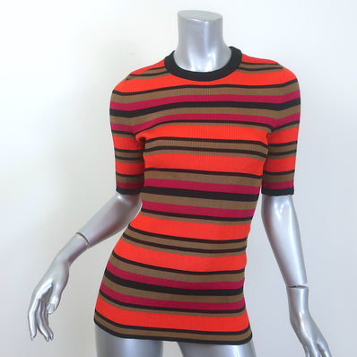 Givenchy Striped Ribbed Knit Short Sleeve Top