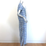 Bell Kaftan Midi Dress Blue Paisley Print Cotton-Silk Size Small NEW