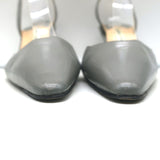 Manolo Blahnik Carolyne Slingback Pumps Gray Leather Size 37 Pointed Toe Heels