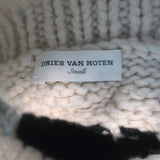 Dries Van Noten Two-Tone Cable Knit Turtleneck Sweater Black & Cream Size Small