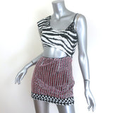 Retrofete beaded asymmetric cutout mini dress in zebra pink, size XS, pre-owned, authentic designer piece.