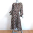 Saloni Kim-B Blouson Sleeve Midi Dress Black Daybreak Print Silk Size US 8