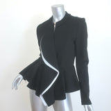Givenchy Two-Tone Cascade Ruffle Peplum Jacket Black/White Size 42