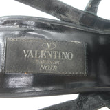 Valentino Rockstud T-strap pointed-toe pumps in black patent leather, pre-owned and authentic luxury heels