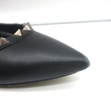 Valentino Rockstud pointed-toe ballet flats, black leather, authentic pre-owned luxury shoes