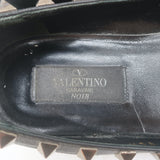 Valentino Noir Rockstud pointed-toe ballet flats, black leather, authentic pre-owned with light wear, size 35.5