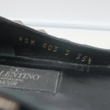 Valentino Noir Rockstud pointed-toe ballet flats, black leather, pre-owned authentic designer flats with subtle wear