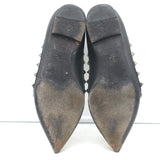Valentino Noir Rockstud pointed-toe ballet flats in black leather, pre-owned with authentic designer hardware