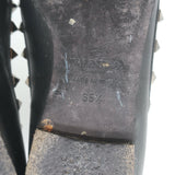 Valentino Rockstud pointed-toe ballet flats in black leather, authentic pre-owned with visible wear, size 35.5