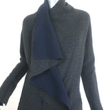 Lanvin Draped-Front Sweater Coat Charcoal Wool-Blend Size 40