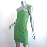 Celine Finition Main Crystal-Embellished One Shoulder Dress Green Jersey Size 38