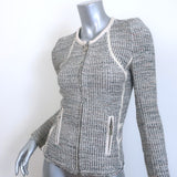 IRO Noelia Jacket Cream/Black Leather-Trim Metallic Tweed Size 0