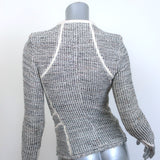 IRO Noelia Jacket Cream/Black Leather-Trim Metallic Tweed Size 0