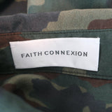 Faith Connexion Camouflage Print Shirt Army Green Size Medium Long Sleeve Blouse