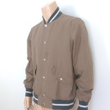 Brunello Cucinelli Contrast-Ribbed Bomber Jacket Tan Cotton Size 52