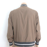Brunello Cucinelli Contrast-Ribbed Bomber Jacket Tan Cotton Size 52