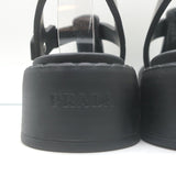 Prada Soft Cage rubber fisherman sandals in black, pre-owned gently worn luxury women's size 35