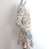 Veronica Beard Riggins Flounce Mini Dress Cream Floral Print Stretch Silk Size 0