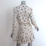 Veronica Beard Riggins Flounce Mini Dress Cream Floral Print Stretch Silk Size 0
