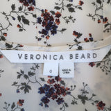 Veronica Beard Riggins Flounce Mini Dress Cream Floral Print Stretch Silk Size 0