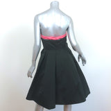 Oscar de la Renta Strapless Two-Tone Cocktail Dress Black/Pink Silk-Blend Size 6