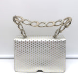 Judith Leiber Mini Evening Bag Silver & Gold Metallic Polka Dot Leather