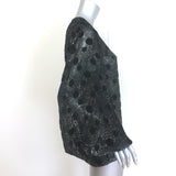 Saint Laurent velvet polka-dot burnout blouse, black with silver metallic accents, authentic pre-owned (size 38)